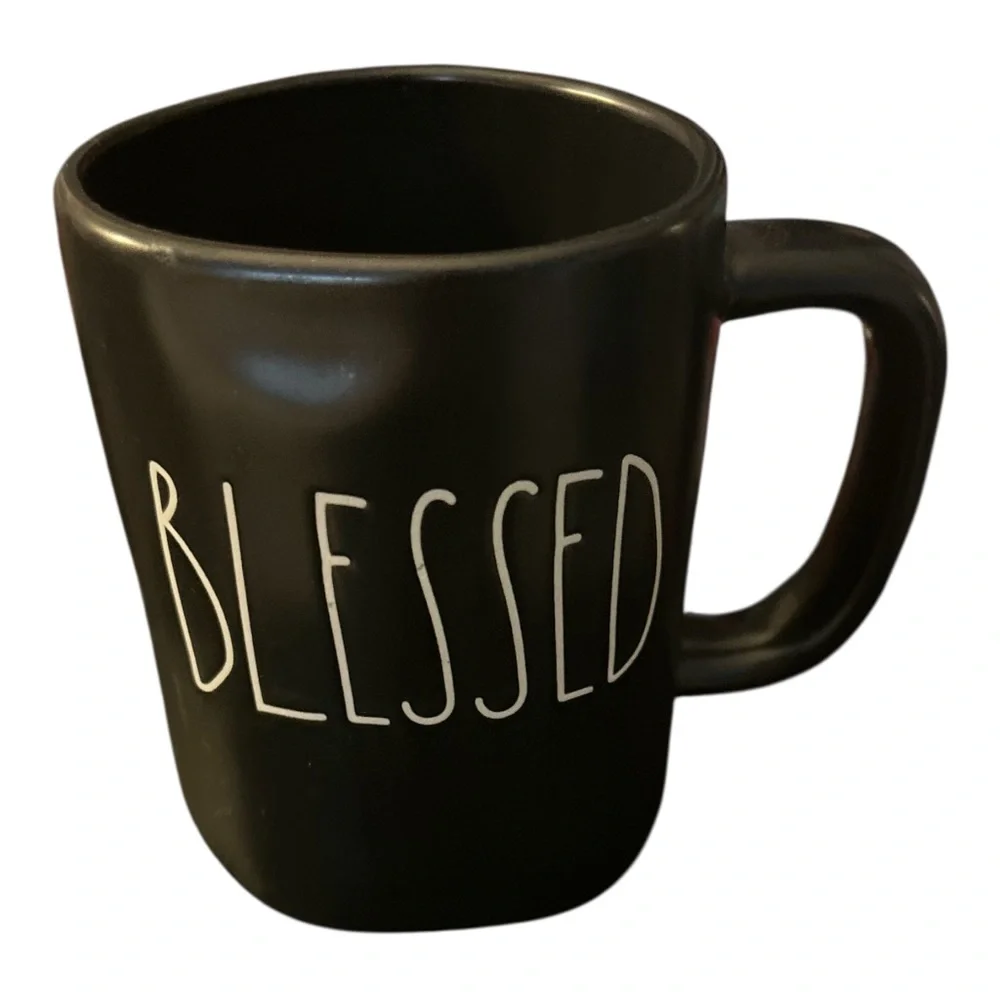 Rae Dunn BLESSED Mug Magenta‎ LL Farmhouse Black Coffee Cup 16 oz
